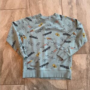Hanna Andersson Light Blue Sweatshirt with Skateboard Print